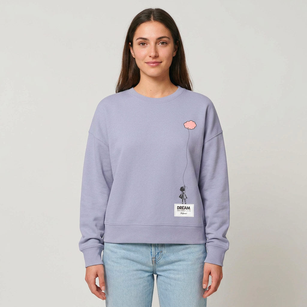 DREAM la felpa sostenibile morbida, loose fit, con grafica sui sogni