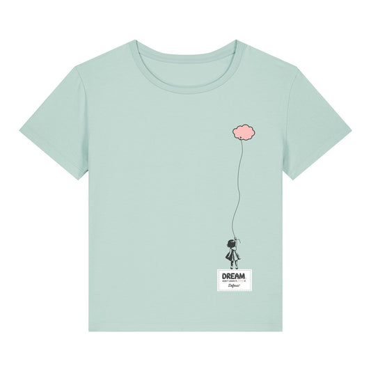 Defeua® DREAM t-shirt donna sul sogno, colore mare di sardegna, cotone biologico
