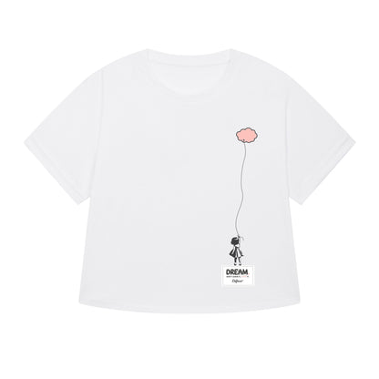 Defeua® DREAM t-shirt bianca donna morbida con manica dolman. Grafica Sogno