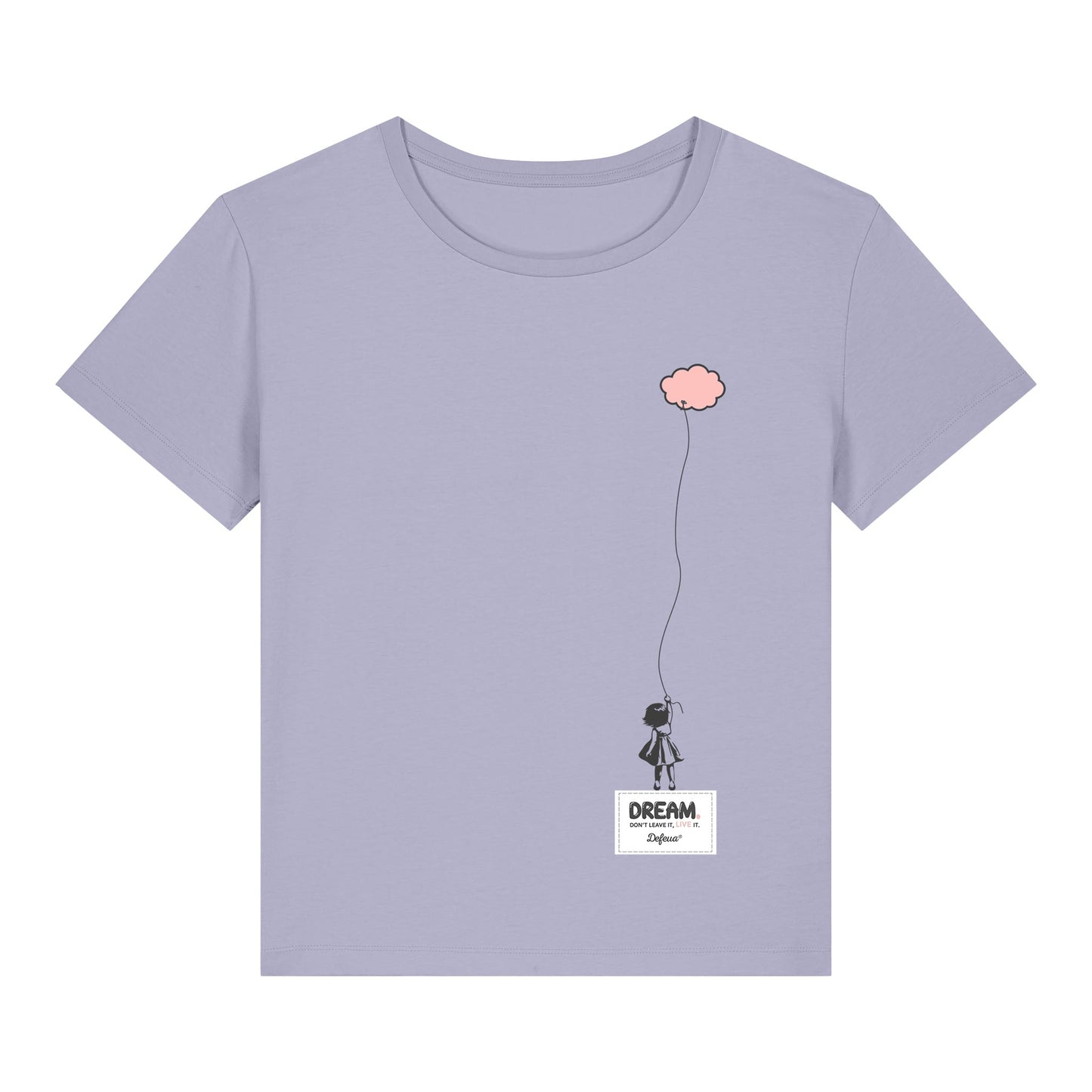 DREAM t-shirt sostenibile donna di Defeua® sul sogno in colore lavanda