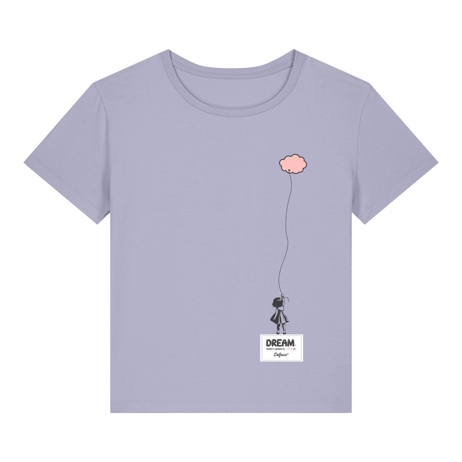 DREAM t-shirt sostenibile donna di Defeua® sul sogno in colore lavanda