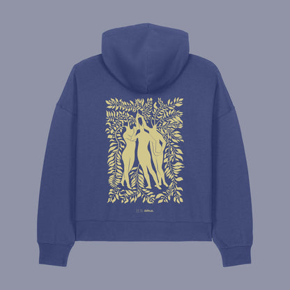 Defeua® FEMMES retro felpa donna colore crepuscolo con cappuccio, generazione Zeta sulla solidarietà femminile - 100% cotone biologico 