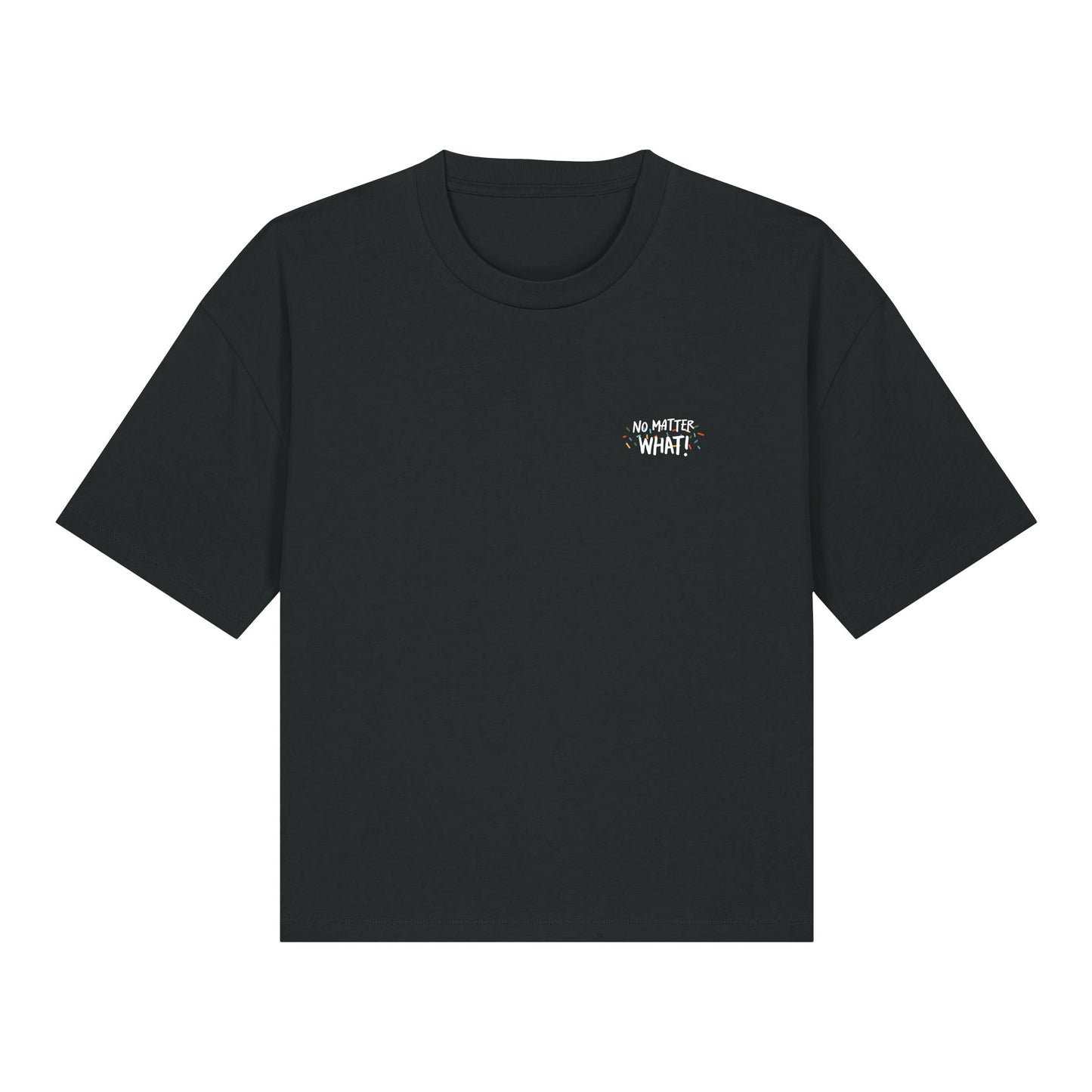 Defeua® T-shirt donna crop JUMP AROUND – Streetwear sostenibile sulla leggerezza-grafica frontale