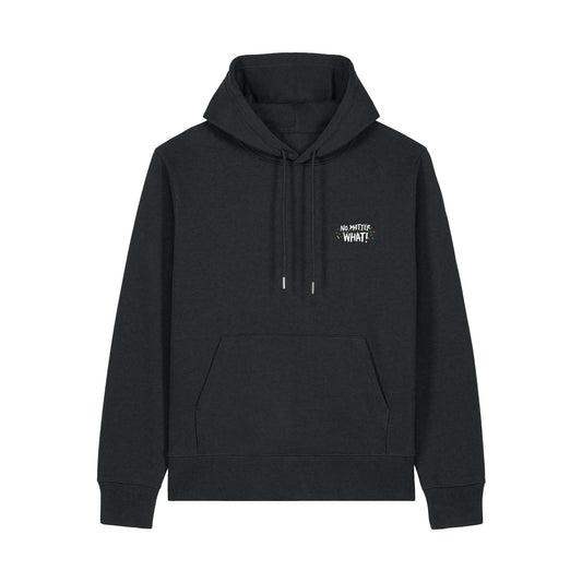 Felpa sostenibile con cappuccio Defeua® JUMP AROUND, cotone biologico e cotone riciclato - grafica frontale