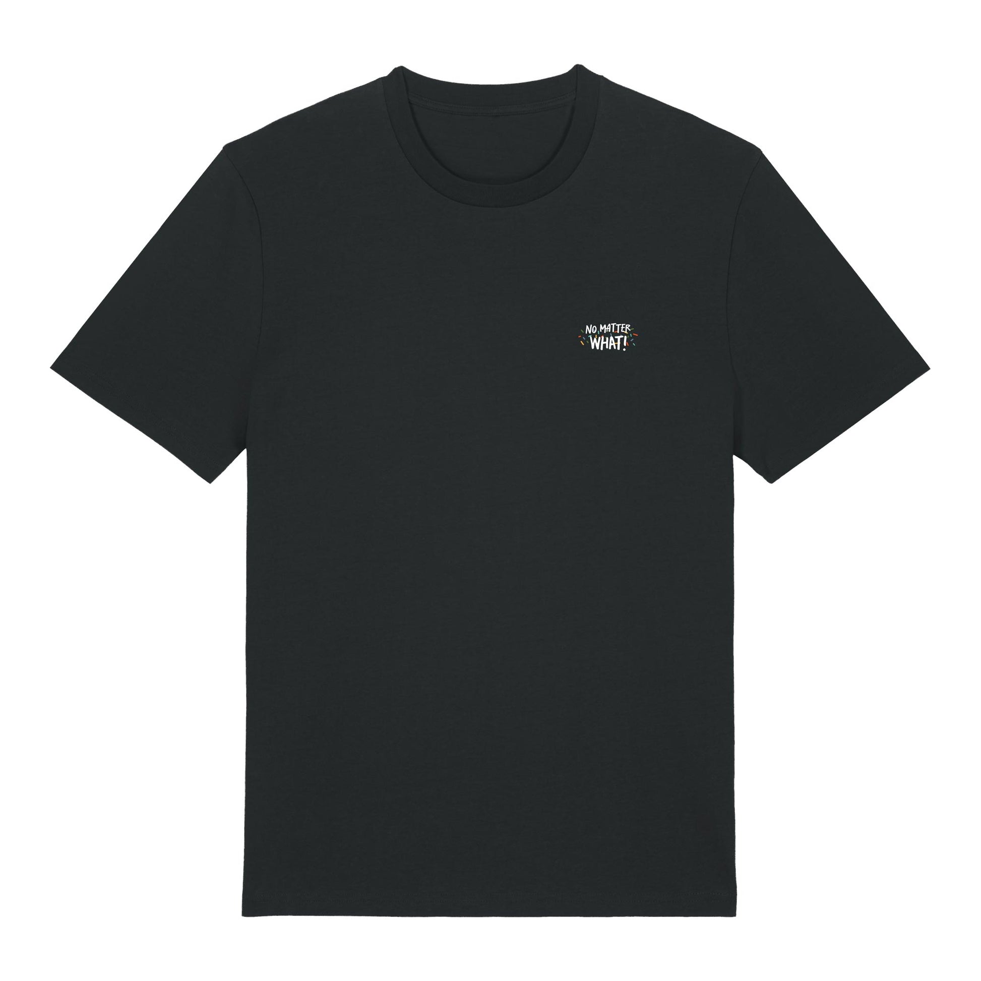 T-shirt sostenibile Defeua JUMP AROUND design minimal fronte "No Matter What"