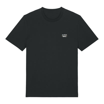 T-shirt sostenibile Defeua JUMP AROUND design minimal fronte "No Matter What"