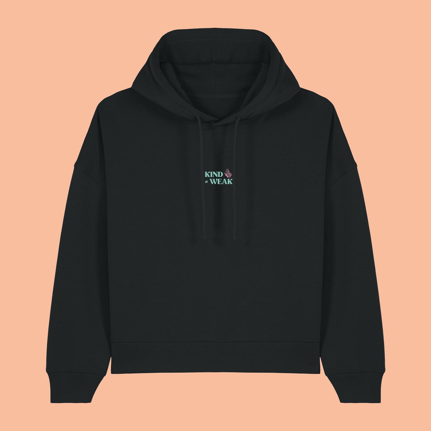 Defeua® KINDNESS Hoodie donna Generazione zeta sulla gentilezza - colore nero - grafica fronte