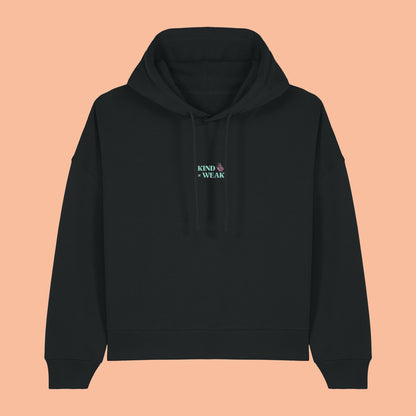 Defeua® KINDNESS Hoodie donna Generazione zeta sulla gentilezza - colore nero - grafica fronte