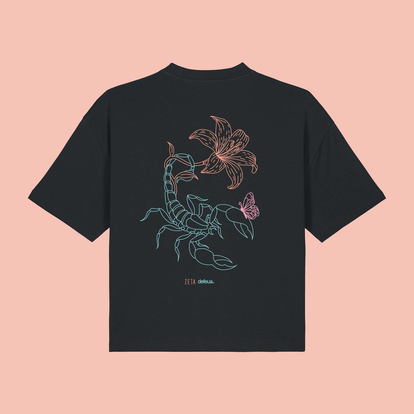 Defeua® KINDNESS t-shirt donna gen Z sulla gentilezza - maniche ribassate e taglio boxy -  nera