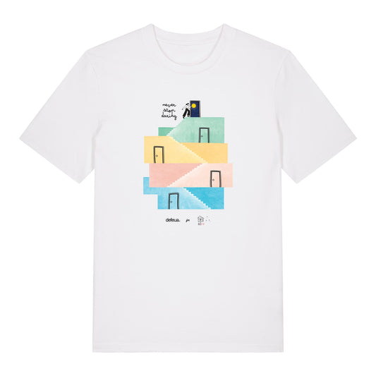 Defeua® NEVER STOP DARING. la t-shirt in cotone organico del Riviera Film Festival, per chi ama osare