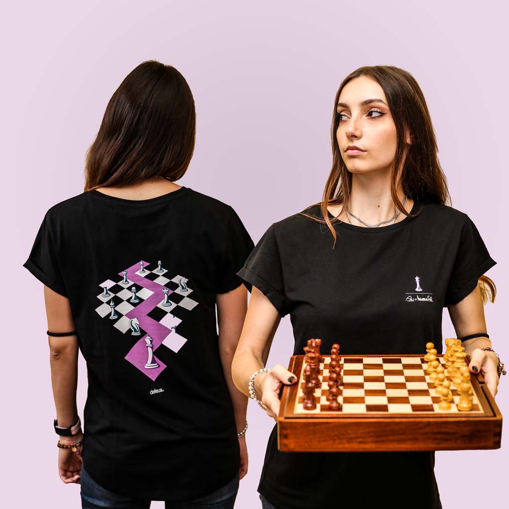 Defeua® QUEEN tshirt donna nera cotone biologico - Collezione speciale Generazione ZETA