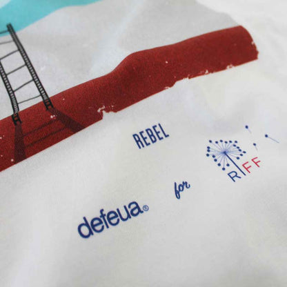 Defeua® REBEL tshirt Riviera Film Festival dettaglio - 100% cotone biologico