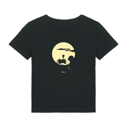 Defeua® TOO GOOD tshirt nera donna-100% cotone biologico - Peppa Pig Vs Charlie Brown
