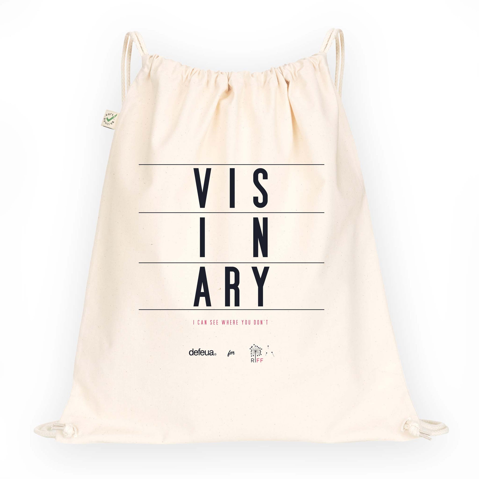Defeua® VISUONARY lo zaino con corde bag del RIFF in 100% cotone organico