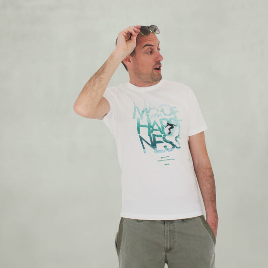 Defeua® WAVE t-shirt cotone biologico sul surf da onda-colore off white