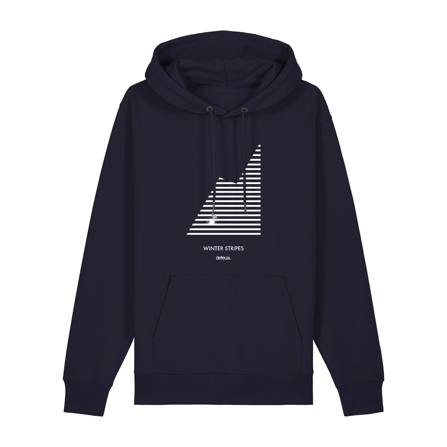 Defeua® WINTER STRIPES, la felpa invernale in 100% cotone biologico che ti porta direttamente sulla neve.