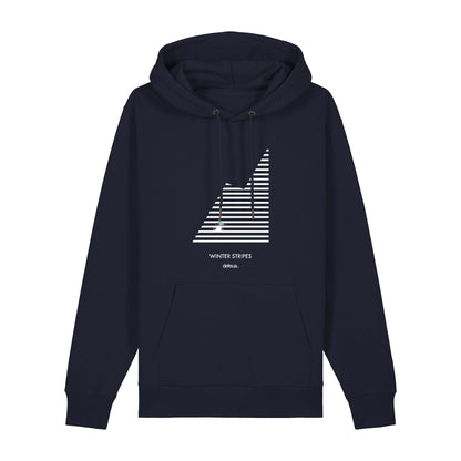 Defeua® WINTER STRIPES, la felpa invernale in 100% cotone biologico che ti porta direttamente sulla neve.