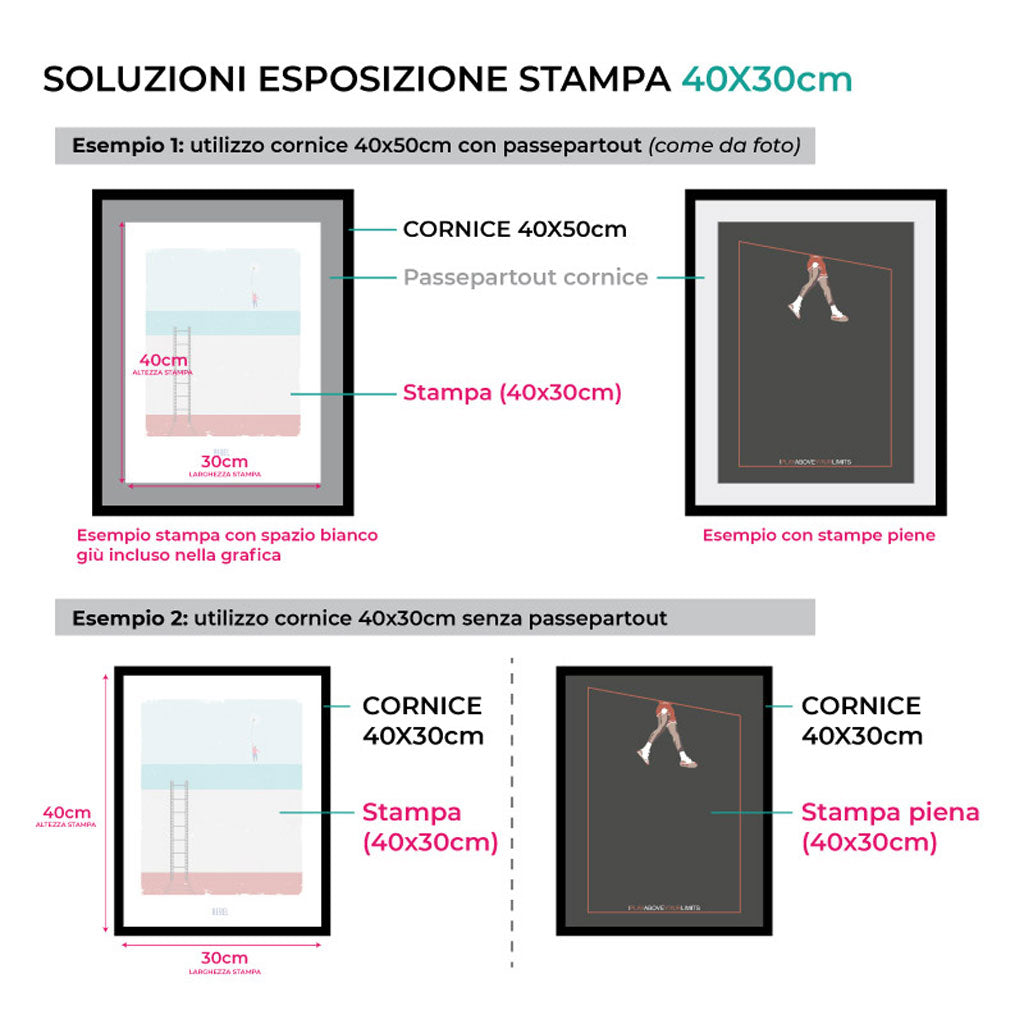 Dimensioni stampe disponibili: 21x30 cm, 30x40cm