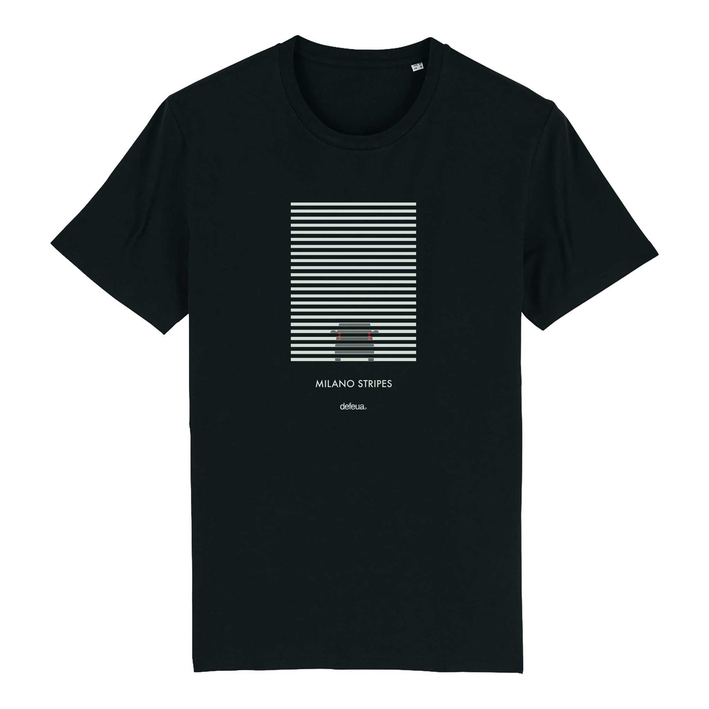 Defeua® tshirt MILANO, la t-shirt dalle strisce ironiche in 100% cotone biologico 